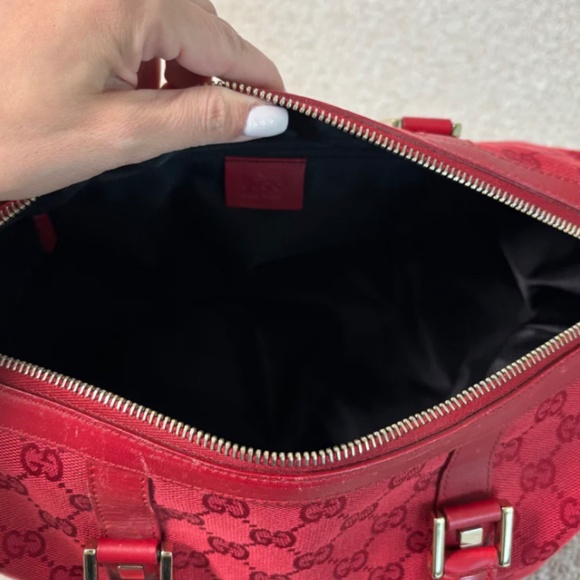 Authentic Gucci Red GG Canvas Boston Bag - Picture 14 of 14